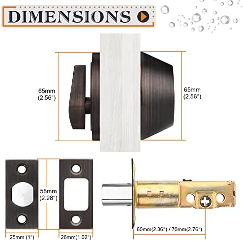 Probrico 2-Pack Keyed Alike Single Cylinder Deadbolts Oil Rubbed Bronze