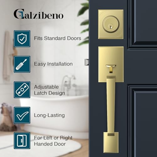 Premium Front Door Lock Set with Gold Knob and Modern Design