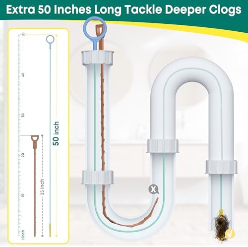 50-Inch Metal Sink Snake Clog Remover Unbreakable and Effective