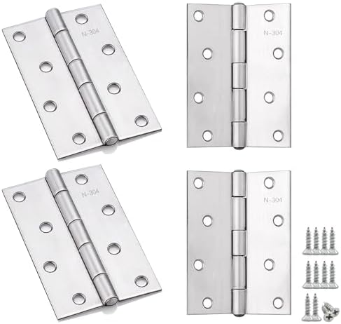 Anstore 4-Piece Stainless Steel Door Hinges for Wood 4-Inch Thickened Bifold Door Hardware
