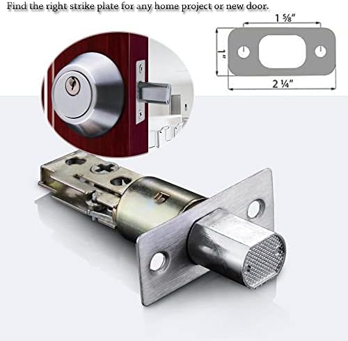 FELHOOD Deadbolt Strike Plate 1 x 2 14 Round Corner Satin Brushed Nickel - Easy Installation