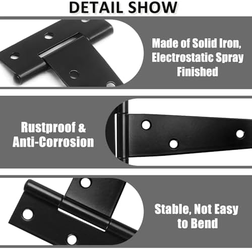 Murtenze 8 Inch Heavy Duty T-Strap Hinge 6 pcs