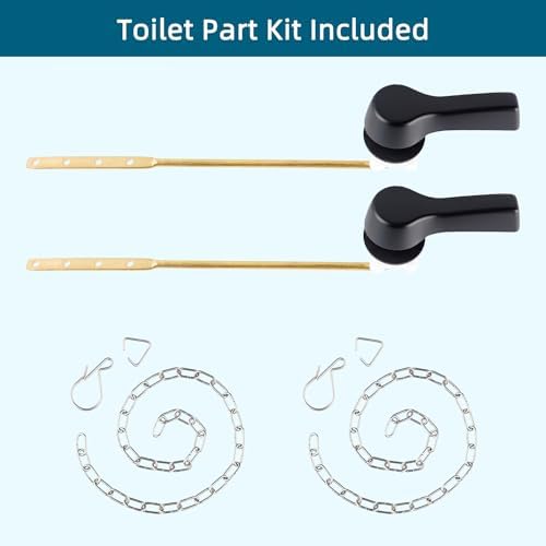 2-Piece Black Toilet Flush Handle Front Mount with Stainless Steel Flapper Chains