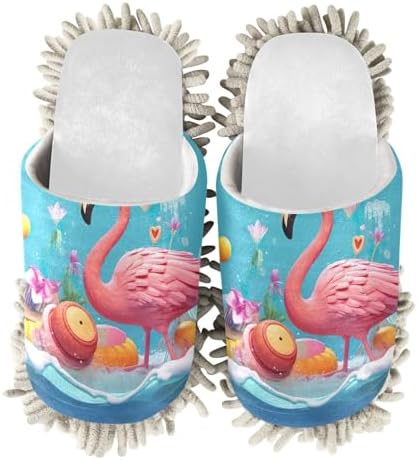 White Beach Summer Flamingo Mop Slippers for Home