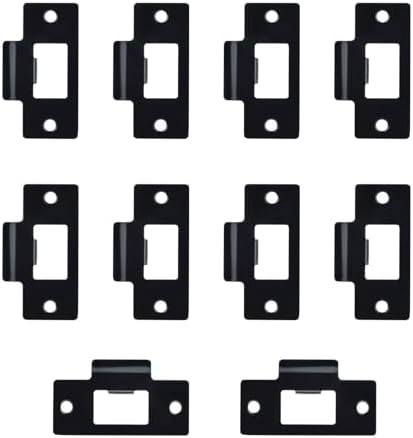 10PCS Universal Door Strike Plate with Screw Stainless Steel Deadbolt Covers Door Reinforcement Kit Black