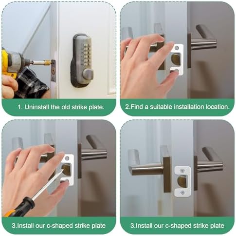 4pcs Adjustable Door Strike Plate for Exterior Doors
