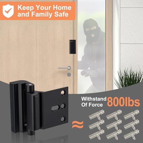Husfunov 2-Piece Home Security Door Lock with 800 lbs Force Resistance for Inward Swing Doors