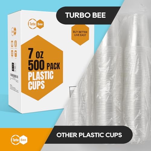 Turbo Bee 500Pack Heat-Resistant 7oz Disposable Plastic Cups