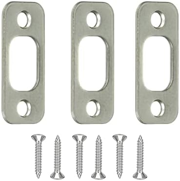 FELHOOD Deadbolt Strike Plate 1 x 2 14 Round Corner Satin Brushed Nickel - Easy Installation