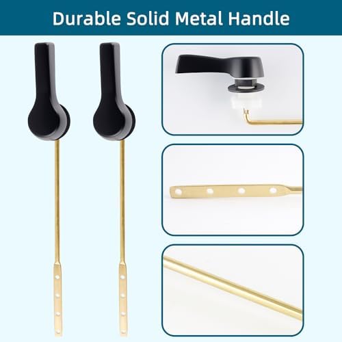 2-Piece Black Toilet Flush Handle Front Mount with Stainless Steel Flapper Chains
