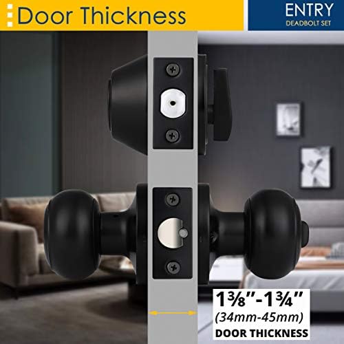 Sturdy 4-Pack Keyed Alike Entry Door Knobs with Single Cylinder Deadbolt Set for Exterior Security