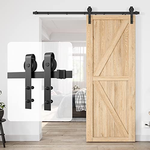 Durable 6ft Barn Door Kit Smooth Sliding System with 350 lbs Load Capacity