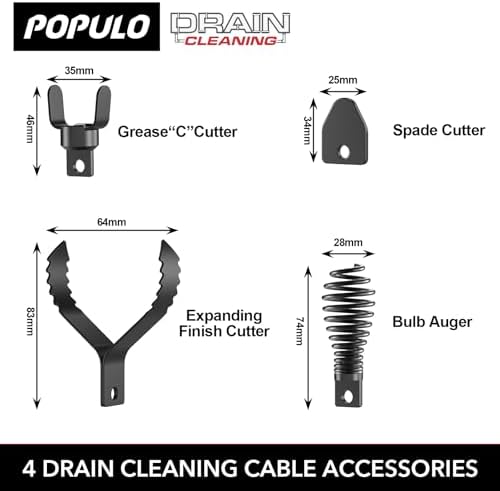 4-Piece Drain Snake Drill Attachment for Clog Relief