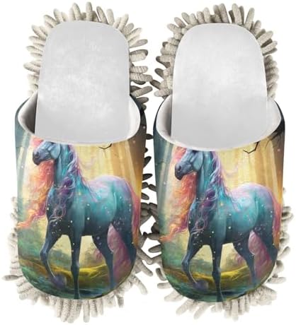 White Unicorn Watercolor Mop Slippers - Cozy Functional