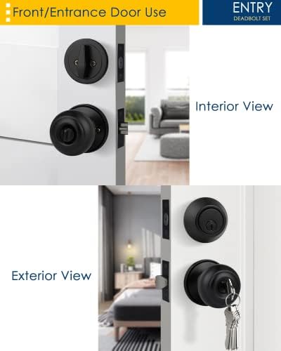 Sturdy 4-Pack Keyed Alike Entry Door Knobs with Single Cylinder Deadbolt Set for Exterior Security