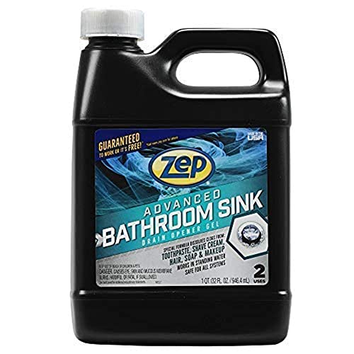 Zep Advanced Bathroom Sink Drain Opener Gel Fast Formula for Tough Clogs