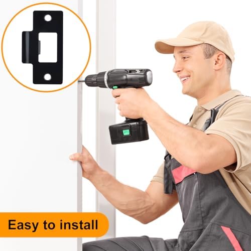 10PCS Universal Door Strike Plate with Screw Stainless Steel Deadbolt Covers Door Reinforcement Kit Black