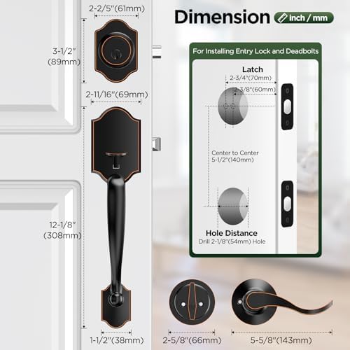 Maxsecurity Bronze Front Door Handle Set