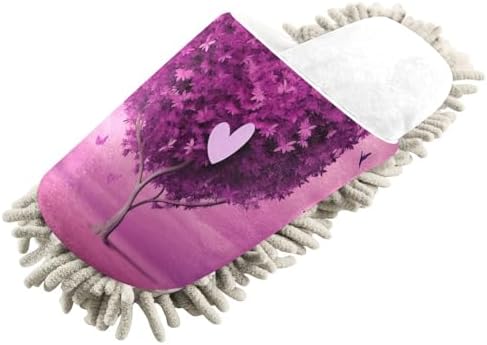 RunningBear White Purple Heart Tree Mop Slippers