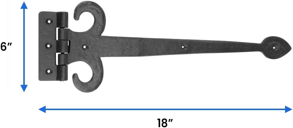 Key Features premium Rust-Proof Fleur De Lis Door Hinges - Rustic Aesthetic - Durable Timeless Design - 18-inch Pack