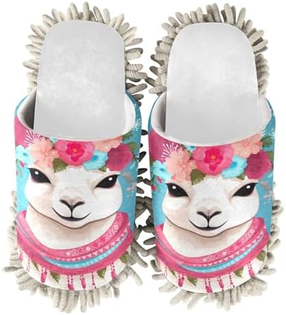 White Alpaca-Soft Mop Slippers for Easy Floor Cleaning