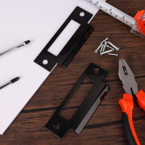 3Pcs 4-78 In Universal Door Strike Plate Replacement Matte Black
