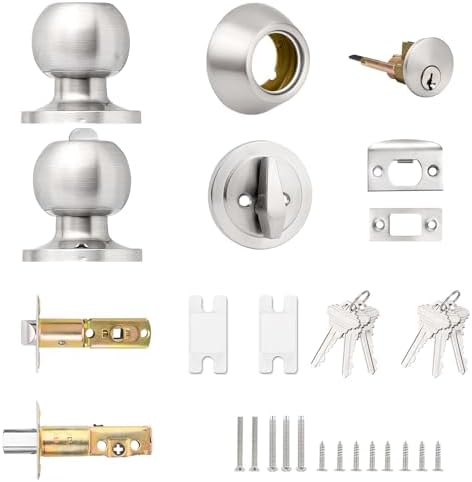 Probrico 3-Pack Door Knob Set with Deadbolts Keyed Alike 36 Keys