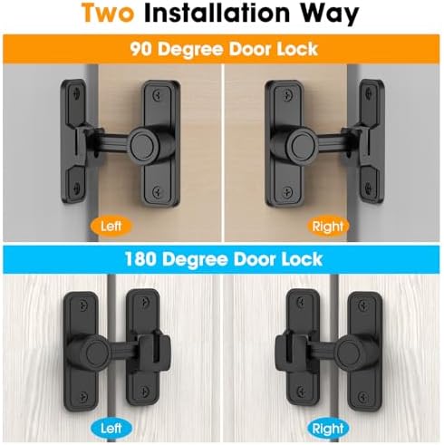 MeBantoo 2-Pack 90180 Degree Barn Door Lock Hardware