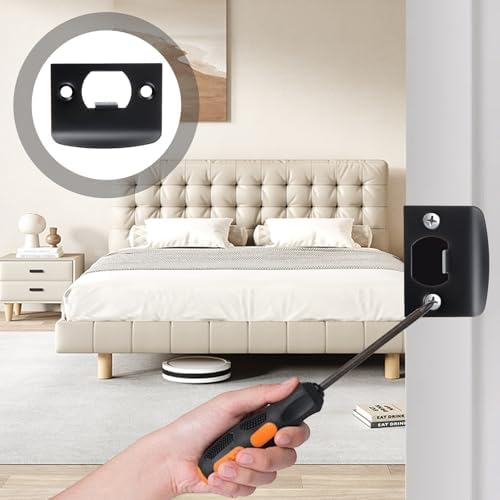 12-Piece Black stainless Steel Door Strike Plate Kit with Matte Finish
