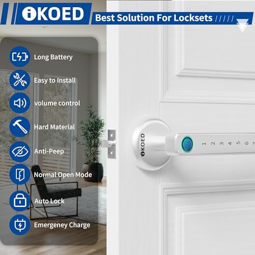 IKOED Smart Door Lock with Fingerprint Passcode Keyless Entry