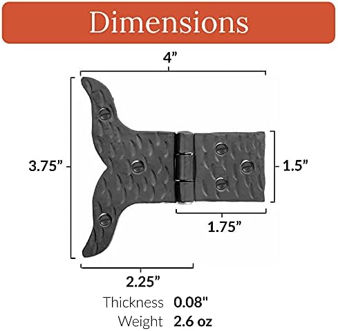 4pc Black Wrought Iron Hinges for Farmhouse Doors Rustic Iron Door Hinges