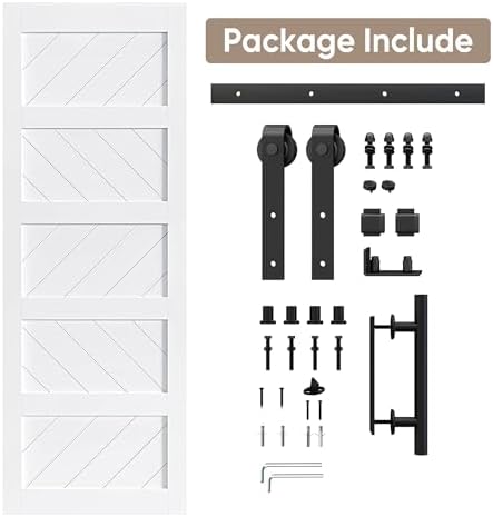 JUBEST 30 x 84 Barn Door Kit with Wave Shape Design