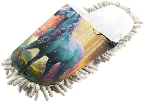 White Unicorn Watercolor Mop Slippers - Cozy Functional