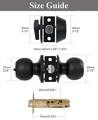 Entry Door Lock Set 4 Knobs 1 Deadbolt Matte Black Durable for Exterior Use