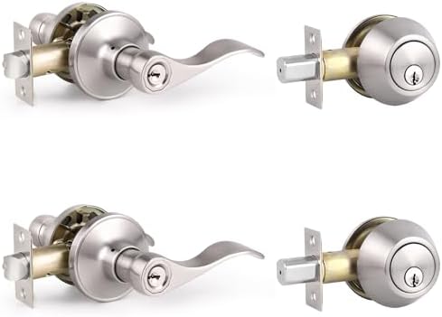 Two-Piece Front Door Lock Set with Knurled Deadbolt