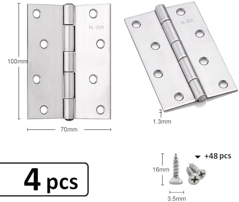 Anstore 4-Piece Stainless Steel Door Hinges for Wood 4-Inch Thickened Bifold Door Hardware