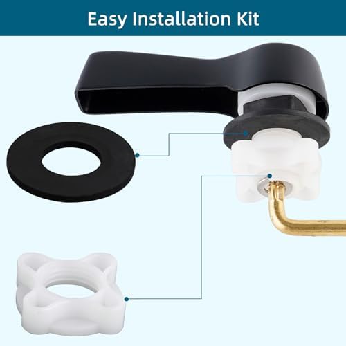 2-Piece Black Toilet Flush Handle Front Mount with Stainless Steel Flapper Chains