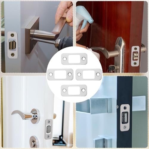 Tucnoeu 4-Pack Stainless Steel Door Strike Plate with Screws Heavy-Duty Door Lock Replacement