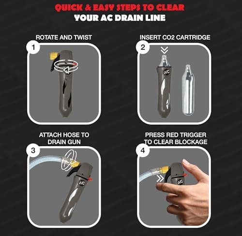 RedRock Gallo Drain Gun - Professional Grade AC Condensate Cleaner with 5 CO2 Cartridges