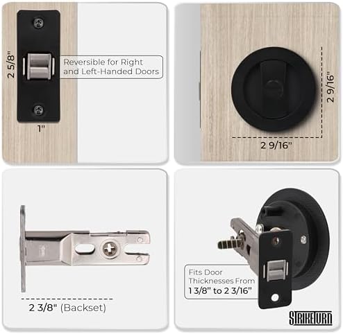 Premium Black Pocket Door Hardware with Matte Black Finish