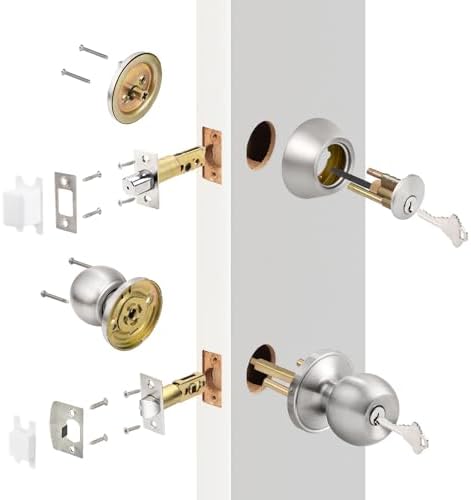 Probrico 3-Pack Door Knob Set with Deadbolts Keyed Alike 36 Keys
