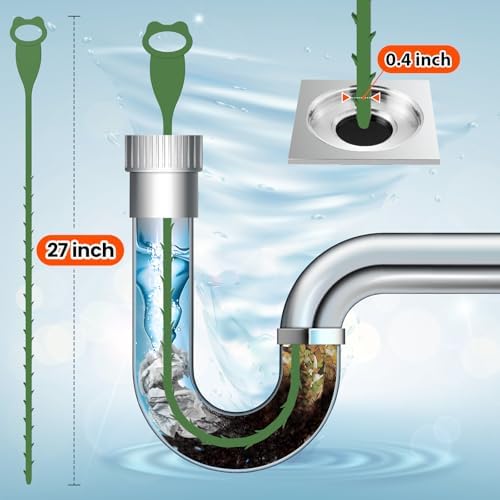Reliahom 6-Pack 27-inch Drain Snake Sink Hair Catcher Kitchen Bathroom Drain Cleaner