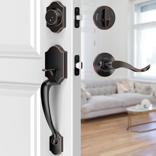 Maxsecurity Bronze Front Door Handle Set
