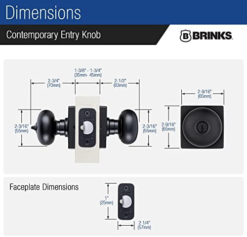 BRINKS Modern Door Knob for Secure Entry Matte Black