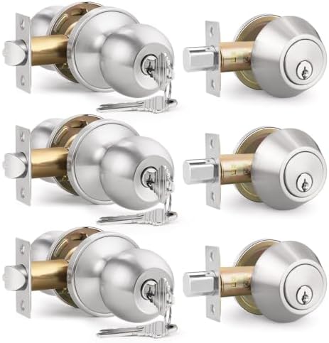 Brotima 3-Pack Door Knob and Deadbolt Set