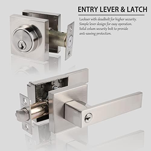 Secure Heavy Duty Key Lock Combination Lockset Satin Nickel Finish 2-38-2-34-Inch Backset Latch