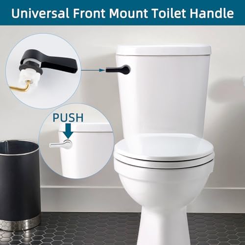 2-Piece Black Toilet Flush Handle Front Mount with Stainless Steel Flapper Chains