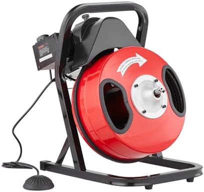 VEVOR 50FTx12Inch Steel Core Electric Drain Auger for 2 to 4 Pipes Powerful Drain Cleaning Tool