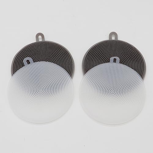 Pokinge 4 Pcs Silicone Dish Scrubber Non-Scratch