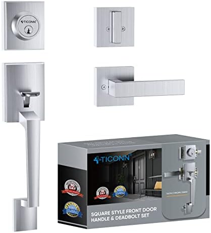 Ticonn Front Door Door Handle Set - Heavy Duty Door Lever and Single Cylinder Deadbolt Combo